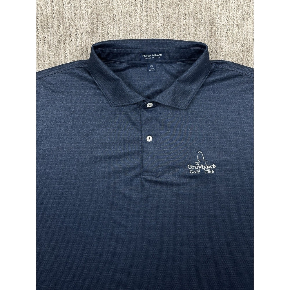 Peter Millar Crown Crafted Grayhawk Golf Club Mens Polo Shirt Size 2XL Blue